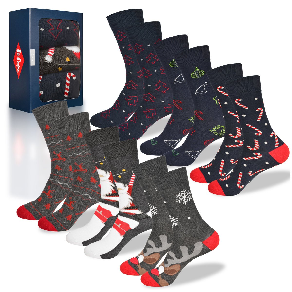 Lee Cooper Skarpety Męskie Świąteczne Ciepłe Długie 6 sztuk Rozmiar 43-46