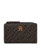 Portfele - Tommy Hilfiger Duży Portfel Damski Th Monoplay Leather Med 7 Wallet AW0AW17417 Czarny - miniaturka - grafika 1