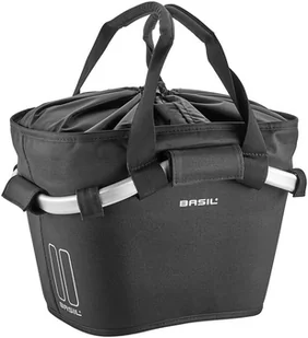 Basil Kosz na kierownicę / przedni bagażnik CLASSIC CARRY ALL FRONT BASKET KF 15L, czarny + Płytka mocująca do kosza BASEASY + KLIKFIX ADAPTER PLATE system do mocowania na sztycę kierownicy i ki A-BAS-11252 - Koszyki rowerowe - miniaturka - grafika 1