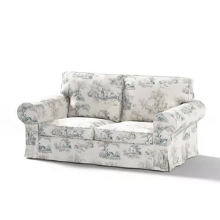 Dekoria Pokrowiec na sofę Ektorp 2-osobową rozkładaną model do 2012 tło ecru niebieskie postacie 195 x 90 x 73 cm Avinon 634-132-66 - Pokrowce na meble - miniaturka - grafika 1