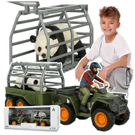Zabawki interaktywne dla dzieci - ZABAWKA QUAD TRANSPORTER AUTO Z PRZYCZEPĄ KLATKĄ NIEDŹWIEDŹ KIEROWCA ZESTAW Z2216 - miniaturka - grafika 1