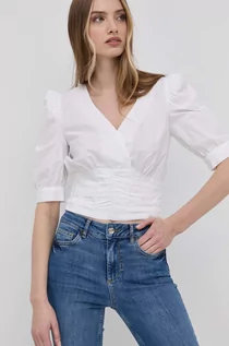 Bluzki damskie - Morgan bluzka bawełniana damska kolor biały gładka - grafika 1
