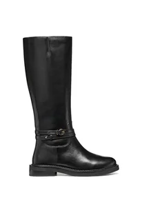 Geox kozaki skórzane D SERILDA damskie kolor czarny na płaskim obcasie D56WYA 00043 C9999 - Kozaki damskie - miniaturka - grafika 1