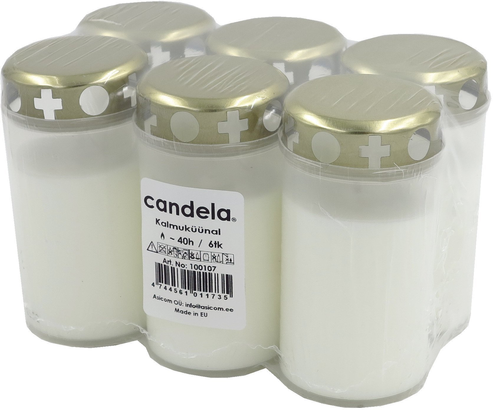 Lumarko Grave candles with caps 6 pcs. set burning time ~40h white 4744561011735