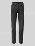 Spodnie męskie - Jeansy o kroju straight fit z naszywką z logo model ‘Taper’ - miniaturka - grafika 1