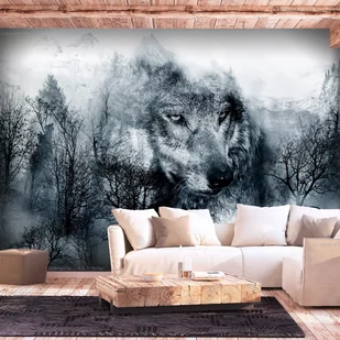 Fototapeta - Drapieżnik z gór (czarno-biały) (rozmiar 100x70) - Fototapety - miniaturka - grafika 1