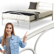 Łóżka - Łóżko 120x200 Metalowe Jednoosobowe Pojedyncze Młodzieżowe Białe GRIFFIN - miniaturka - grafika 1