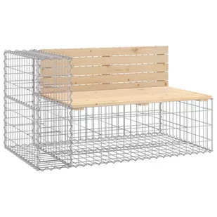 Ławka ogrodowa z gabionem, 347x71x65,5 cm, lite drewno sosnowe Lumarko - Ławki ogrodowe - miniaturka - grafika 4