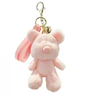 Breloki - Brelok do kluczy puchaty MIŚ, pluszowy różowy BRL359R - miniaturka - grafika 1