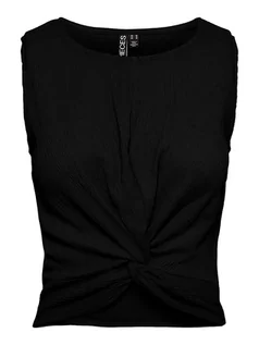 Koszulki i topy damskie - Pieces Top w kolorze czarnym - grafika 1