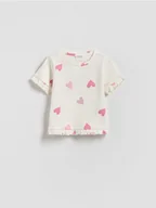 Bluzki dla niemowląt - Reserved - Bawełniany t-shirt z nadrukiem - złamana biel - miniaturka - grafika 1