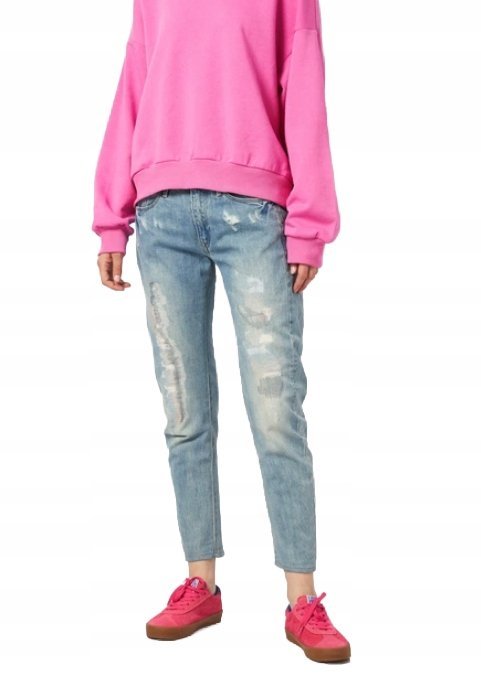 G STAR DŻINSY MOM JEANS Z PRZETARCIAMI I WYSOKIM STANEM BAWEŁNA 28/28 JPA