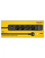 Listwy zasilające - DeLOCK socket strip 4-way with surge protection and USB charger - miniaturka - grafika 1