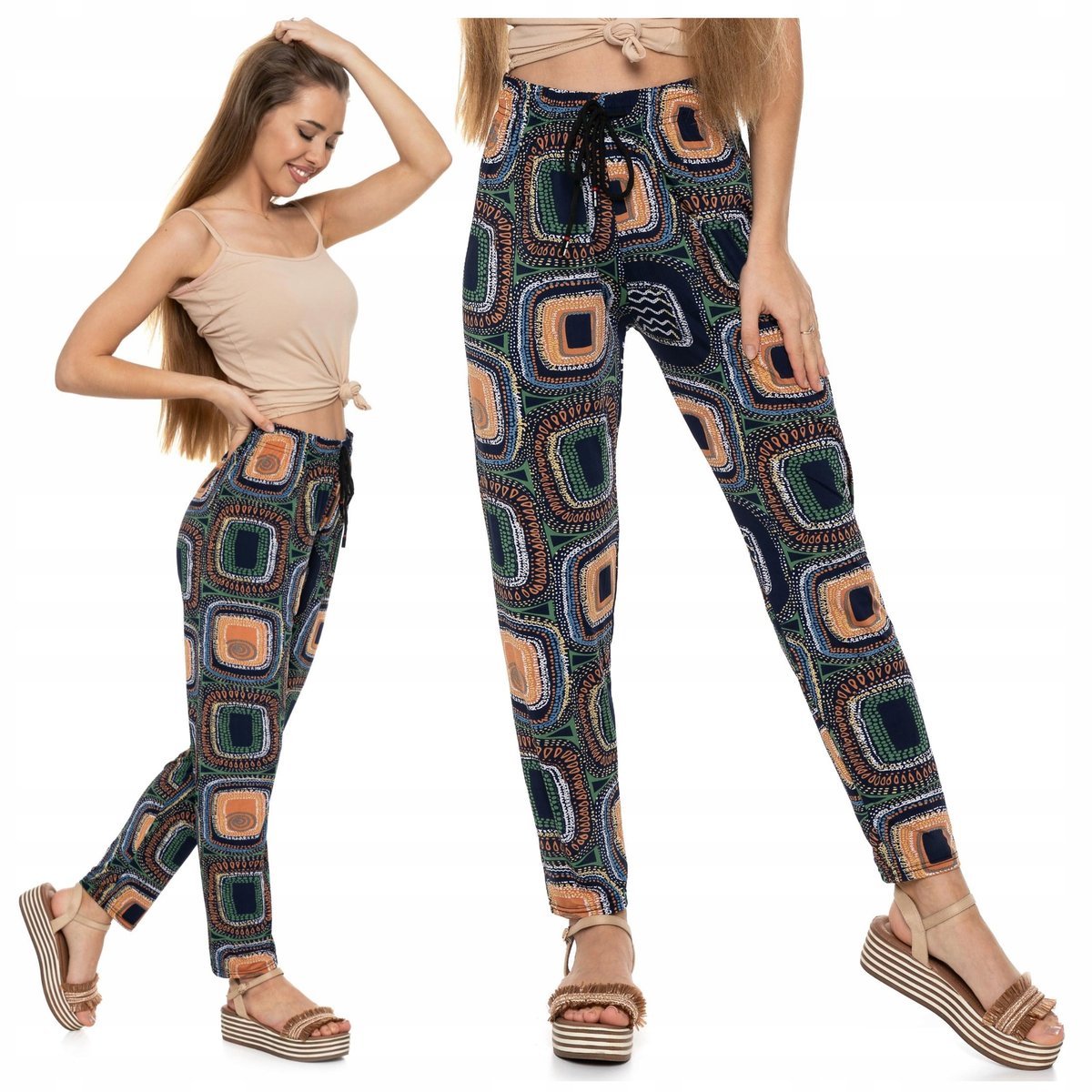 Alladynki Luźne Spodnie Damskie Haremki Proste Nogawki Pumpy L/XL MORAJ