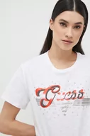Koszulki sportowe damskie - Guess t-shirt bawełniany kolor biały - miniaturka - grafika 1