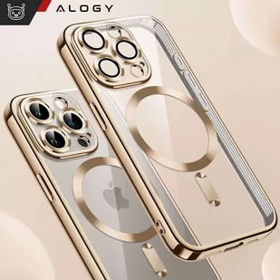 Etui MagSafe Case do iPhone 15 Pro Glamour Luxury obudowa Slim Ring Alogy Złote przezroczyste - Etui i futerały do telefonów - miniaturka - grafika 2