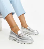 Półbuty damskie - Srebrne mokasyny Eko skórzane Mladenka-39 - miniaturka - grafika 1