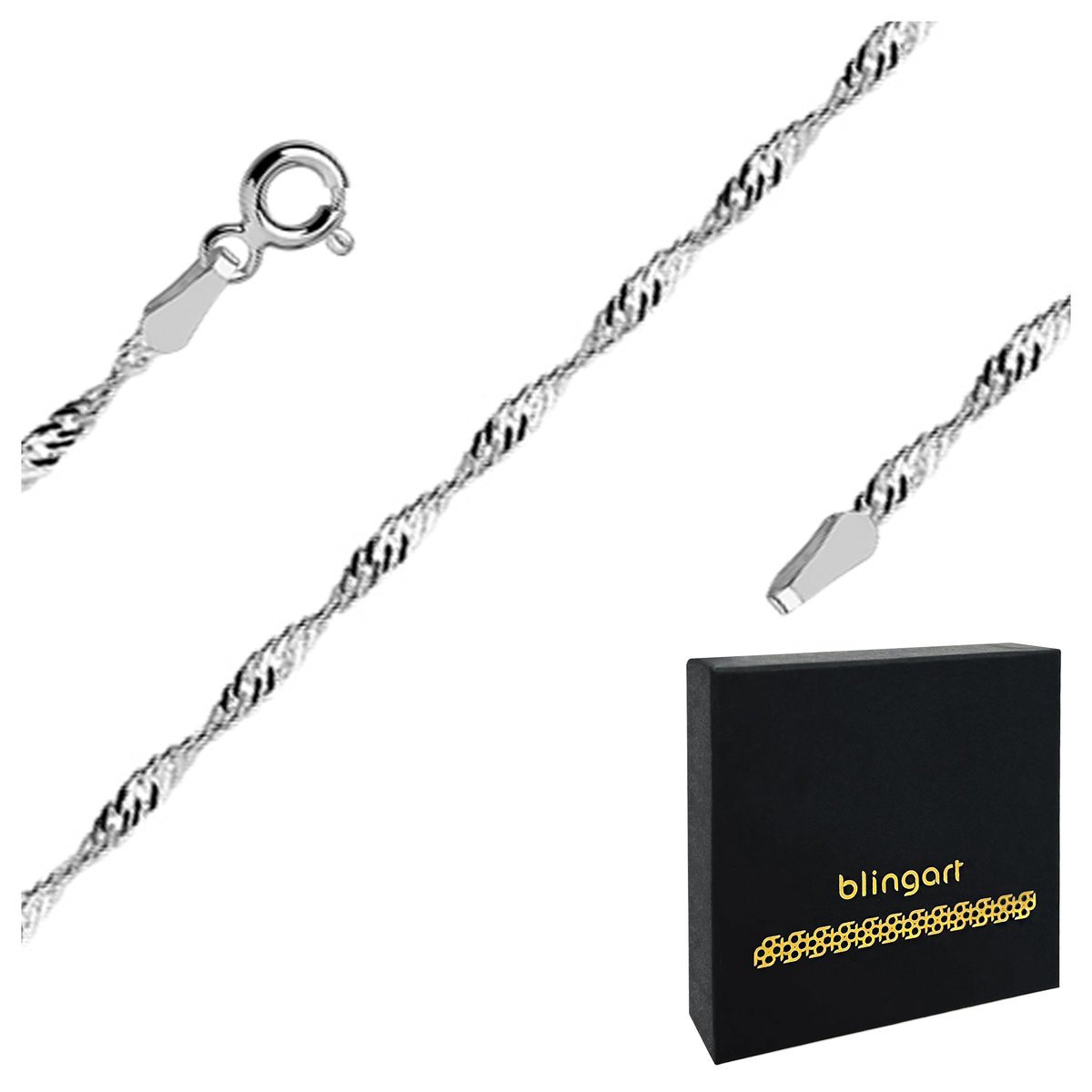 Srebrny pozłacany łańcuszek DAMSKI splot SINGAPUR