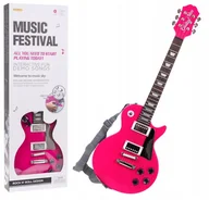 Instrumenty muzyczne dla dzieci - Zestaw Ramiz Gitara elektryczna z mikrofonem Różowa (5903864949414) - miniaturka - grafika 1