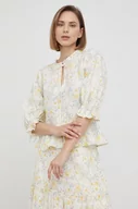 Bluzki damskie - Ralph Lauren Polo Polo bluzka lniana damska kolor żółty w kwiaty - miniaturka - grafika 1