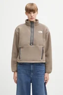 Bluzy damskie - The North Face bluza polarowa Fleeski 1/4 zip damska kolor brązowy gładka NF0A88Z3BOW1 - miniaturka - grafika 1