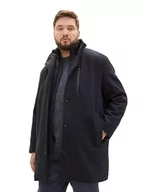 Płaszcze męskie - TOM TAILOR Plussize płaszcz wełniany męski, 24258 – Navy Blue Structure, XXL - miniaturka - grafika 1