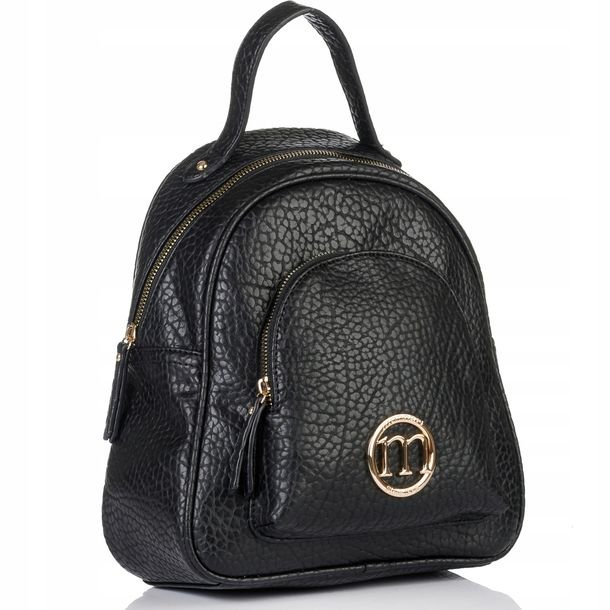 Plecak Damski Monnari Miejski Czarny Logo Praktyczny Stylowy Miejski