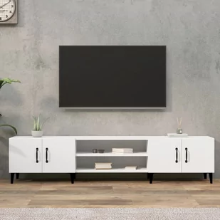 Szafka pod TV, biała, 180x31,5x40 cm, materiał drewnopochodny Lumarko! - Szafki RTV - miniaturka - grafika 1