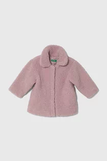 Kurtki i płaszcze dla dziewczynek - United Colors of Benetton płaszcz dziecięcy kolor fioletowy - grafika 1