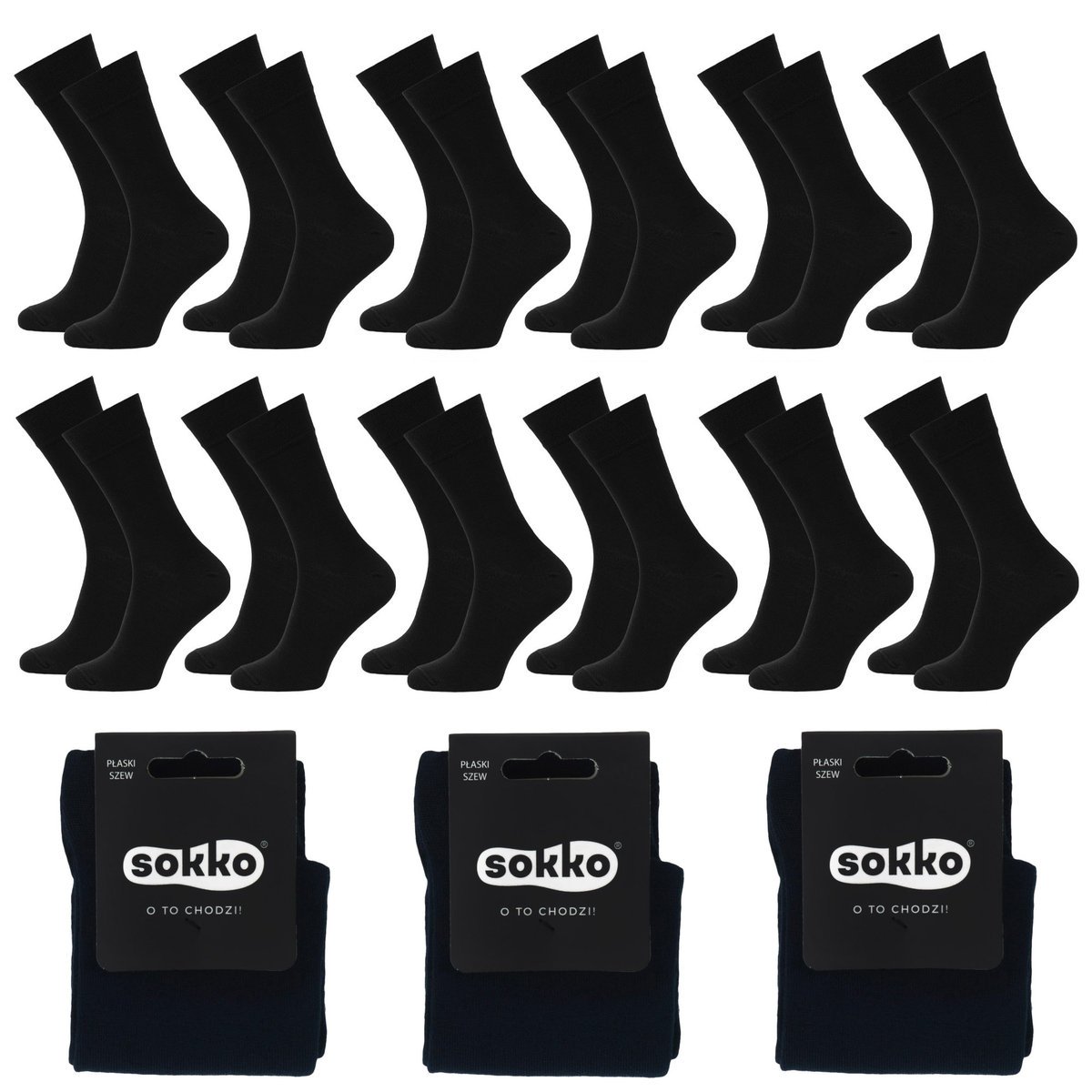 12X SOKKO SKARPETKI MĘSKIE DŁUGIE CZARNE BAMBUSOWE 39-41 - SM12-S60-CZA-39-41