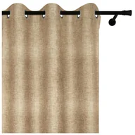 Zasłony - Voppi Zasłona okienna do domu 140 x 260 cm beżowa zasłona z lnianym wzorem na przelotkach zasłona w stylu boho vintage - miniaturka - grafika 1