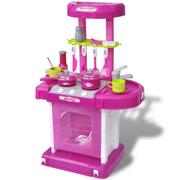 Zabawki AGD - vidaXL Kuchnia dla dzieci ze światłem i dźwiękiem, różowa - miniaturka - grafika 1