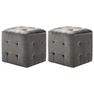 Taborety i hokery - vidaXL Pufy, 2 szt., szare, 30 x 30 x 30 cm, aksamit - miniaturka - grafika 1