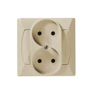 Gniazdka elektryczne - LEDart podwójne bez uziemienia beżowe GP-2A/01 Akcent Ospel - miniaturka - grafika 1