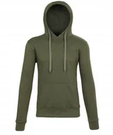 Bluzy męskie - Męska ocieplana bluza dresowa kangurka z kapturem L zielona khaki 29 - miniaturka - grafika 1
