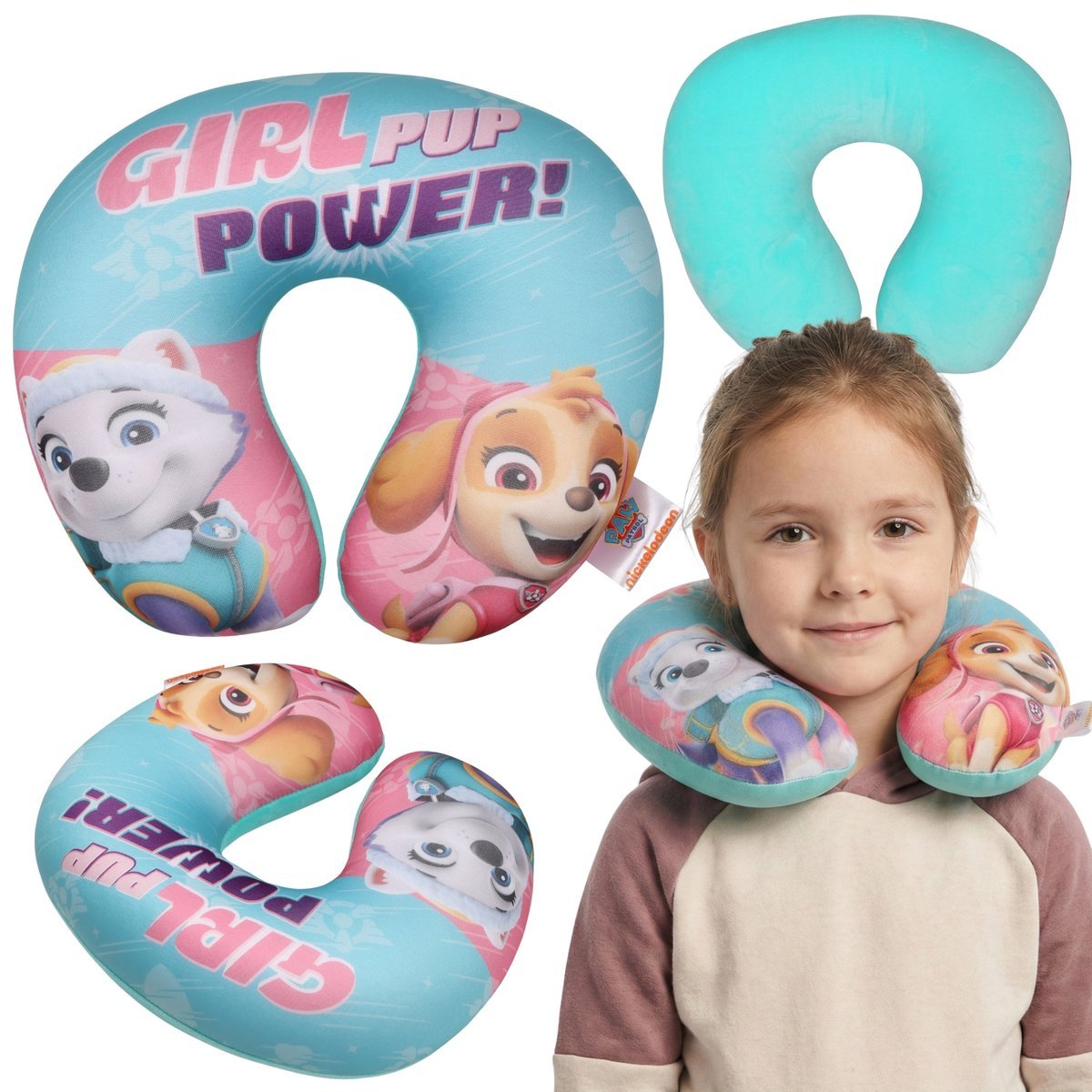 PSI PATROL Skye Everest Poduszka podróżna, ROGAL na szyję DO SAMOLOTU, zagłówek do auta 26x30cm