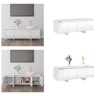vidaXL Szafka pod TV biały wysoki połysk 120x30x40,5 cm materiał drewnopochodny - Szafka pod TV - Szafki pod TV - Szafki pod TV - Szafka niska - Szafka stereo - Szafki RTV - miniaturka - grafika 1