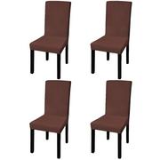 vidaXL Elastyczne pokrowce na krzesła w prostym stylu brąz 4 szt.