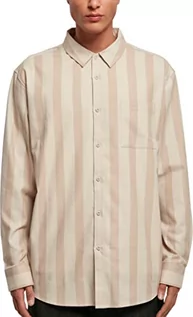 Koszule męskie - Urban Classics Męska koszula w paski, beżowa/miękka trawa - grafika 1