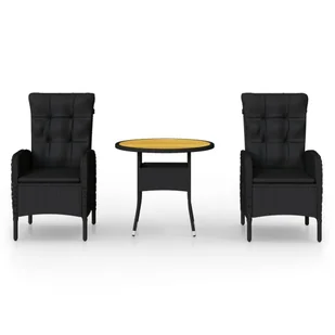 3-częściowy zestaw mebli bistro do ogrodu, polirattan, czarny - Meble ogrodowe - miniaturka - grafika 3