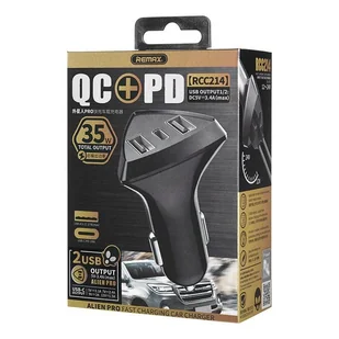 Remax ładowarka samochodowa 2x USB / USB Typ C 35 W 3,1 A czarny - Ładowarki samochodowe - miniaturka - grafika 4