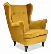Fotele - Fotel Uszak złoty musztardowy aksamit ELEGANCKI - miniaturka - grafika 1