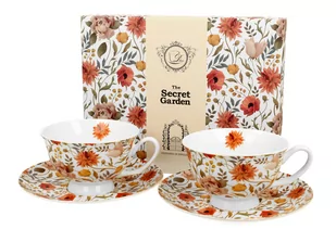 Filiżanki do kawy i herbaty porcelanowe ze spodkami DUO royal SUMMER FLOWERS  250 ml 2 szt - Filiżanki - miniaturka - grafika 1