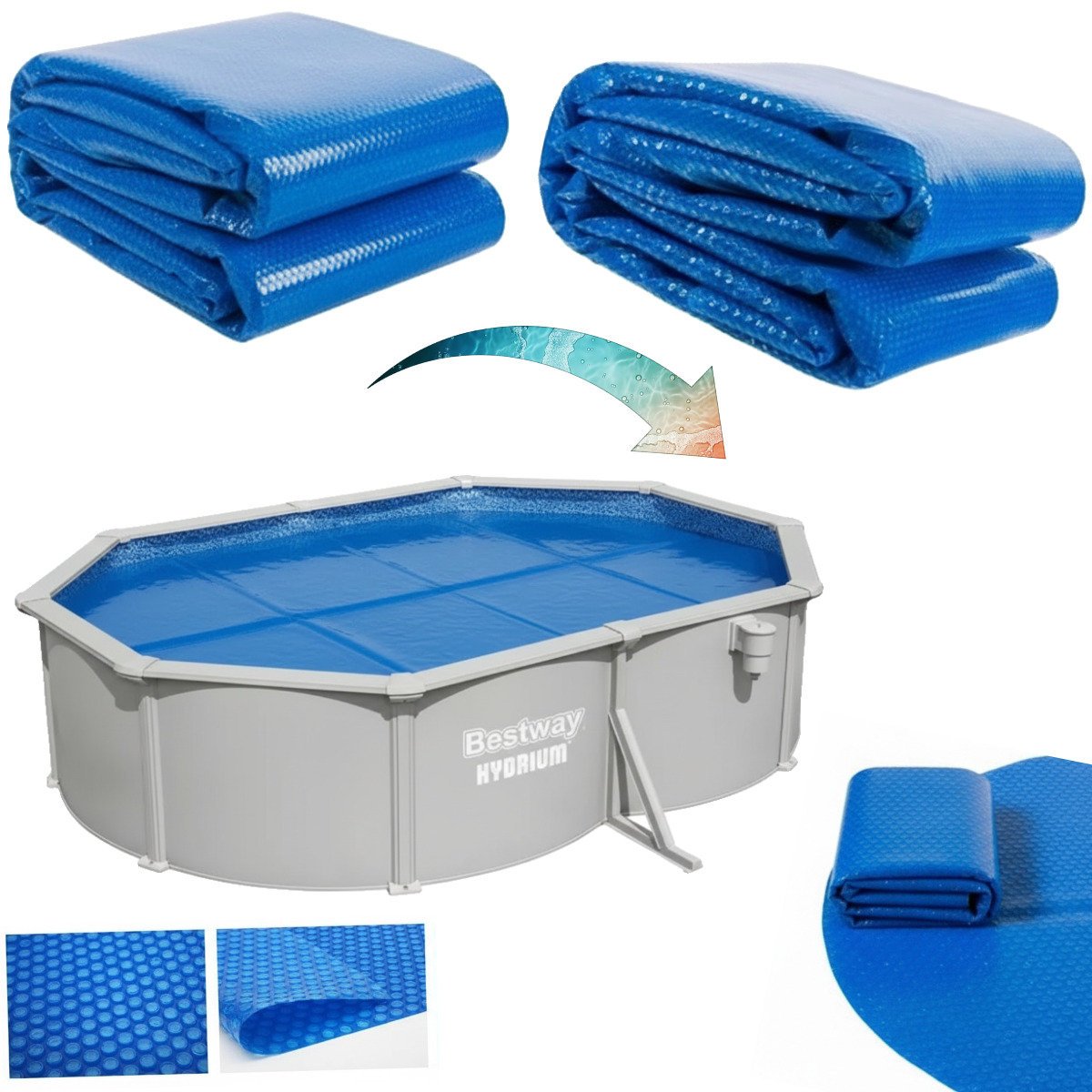 Bestway mata fola solarna na basen owalny panelowy  hydrium 740x360x120cm