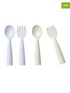 Sztućce dla dzieci - MINIWARE 4-częściowy zestaw "My First Cutlery" w kolorze błękitno-zielonym - miniaturka - grafika 1