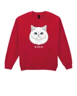 Bluzy męskie - Bluza bez kaptura Perski Biały Personalizowana Kot Pupil Czerwona XL - miniaturka - grafika 1