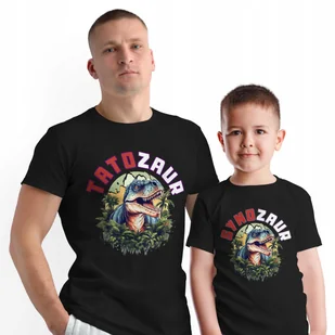 Zestaw Koszulek dla Taty Syna Ojca Dziecka Tatozaur Synozaur Dwie Koszulki - Koszulki męskie - miniaturka - grafika 1