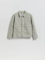 Koszule męskie - Reserved - Jeansowa kurtka z efektem sprania - zielony - miniaturka - grafika 1