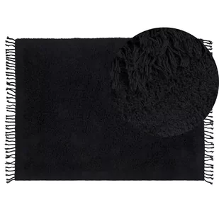 Lumarko Dywan shaggy bawełniany 140 x 200 cm czarny BITLIS - Dywany - miniaturka - grafika 1