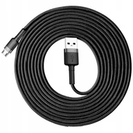 Kable USB - Wytrzymały nylonowy kabel przewód USB microUSB 2A 3M czarno-szary - miniaturka - grafika 1